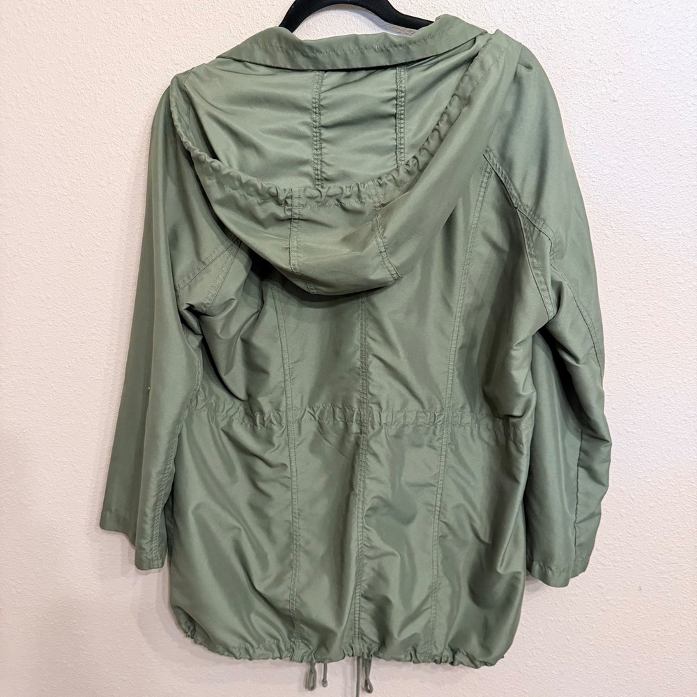 Iris Los Angeles Womens Olive Green Hooded Anorak Utility Jacket Medium - Picture 3 of 7